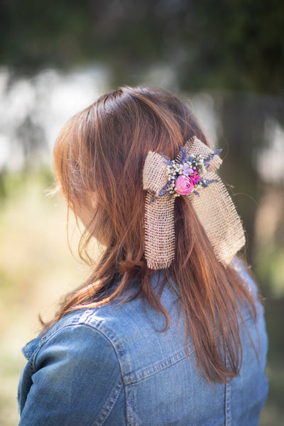 Provence lavender hair bow Flower barrette clip Provence wedding Bride 2021 Back to school Hair bow for girl Magaela Gift Ponytail clip