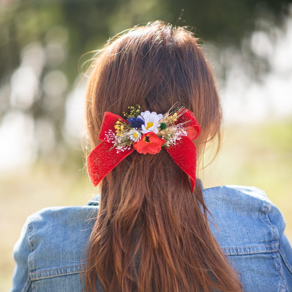 Red flower online hair clip