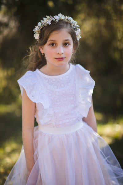 First Communion flower half wreath