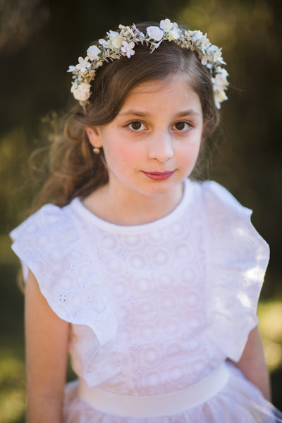 First Communion flower half wreath