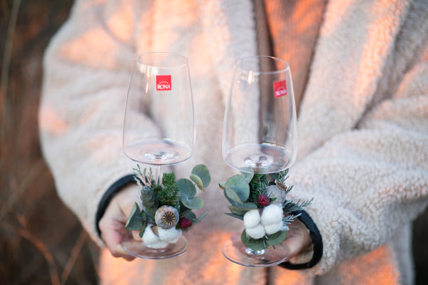Flower decor for wedding glasses Cotton flowers Wedding accessories Arrangement Groom and bride gift Couple Magaela accessories Handmade