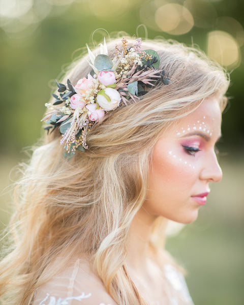 Peony flower hair comb Bridal hair comb Wedding flower headpiece Romantic flower comb Pastel flower Bridal accessories comb Magaela