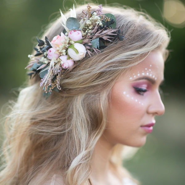 Peony flower hair comb Bridal hair comb Wedding flower headpiece Romantic flower comb Pastel flower Bridal accessories comb Magaela