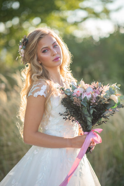 Romantic bridal bouquet Eucalyptus bouquet Bridesmaid bouquets Pastel Peach and blush bouquet Rose Peony bouquet Wedding boho bouquet