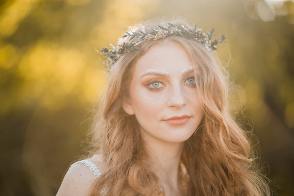Greenery natural flower wreath Customisable wedding crown Eucalyptus flower headpiece Magaela Handmade Preserved crown Boho wedding