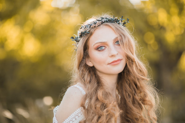 Greenery natural flower wreath Customisable wedding crown Eucalyptus flower headpiece Magaela Handmade Preserved crown Boho wedding