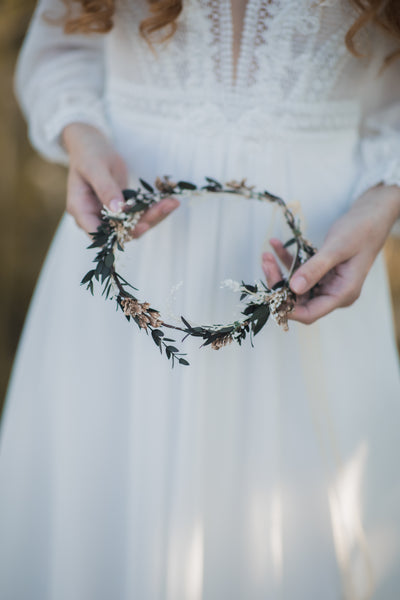 Greenery natural flower wreath Customisable wedding crown Eucalyptus flower headpiece Magaela Handmade Preserved crown Boho wedding