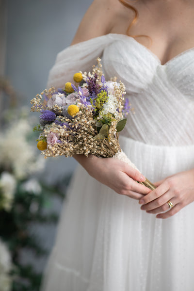 Purple spring wedding bouquet