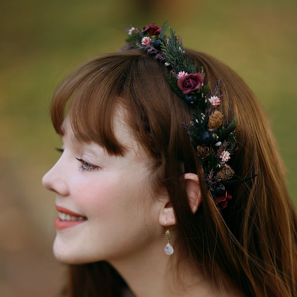 Woodland flower half wreath