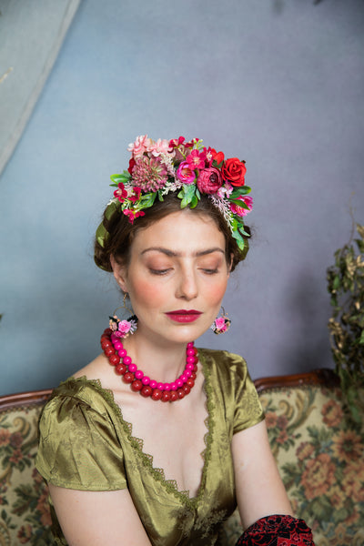 Pink and red Frida Kahlo headband