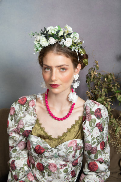 White Frida Kahlo flower headband