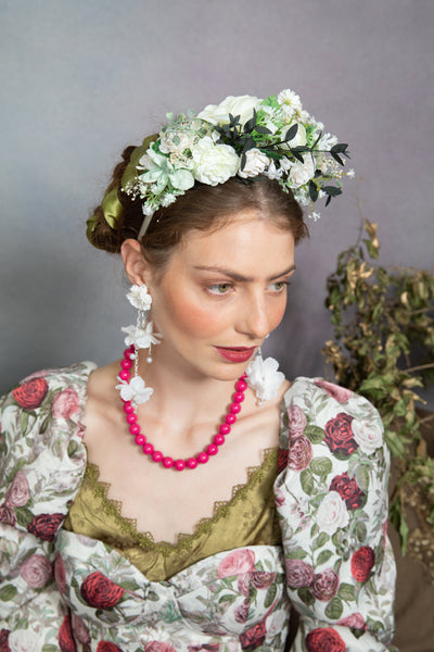 White Frida Kahlo flower headband