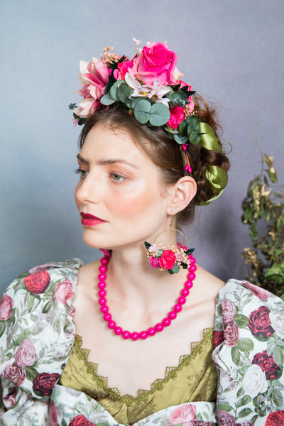 Pink Frida Kahlo flower headband