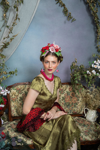 Pink and red Frida Kahlo headband