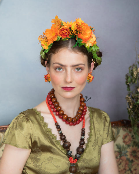 Orange Frida flower headband