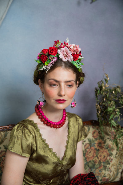 Pink and red Frida Kahlo headband