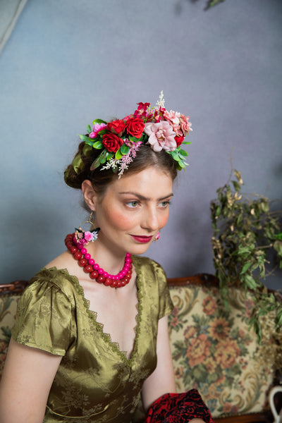 Pink and red Frida Kahlo headband