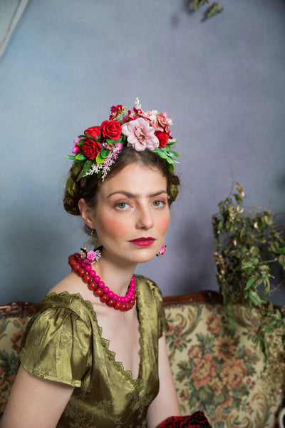 Pink and red Frida Kahlo headband