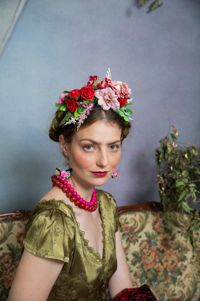Pink and red Frida Kahlo headband