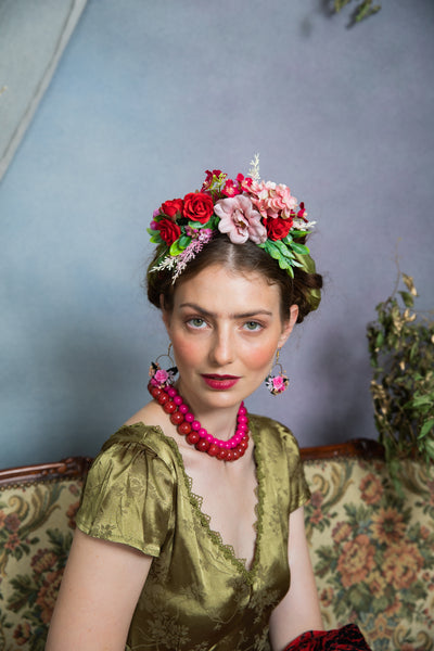 Pink and red Frida Kahlo headband
