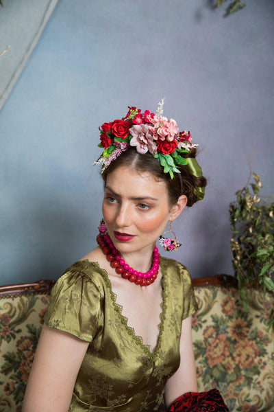 Pink and red Frida Kahlo headband