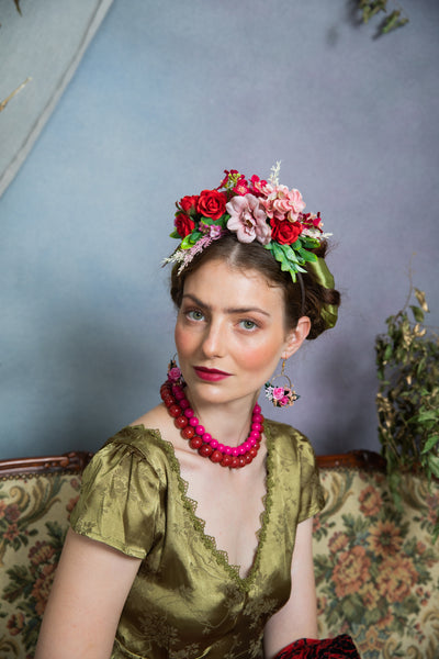 Pink and red Frida Kahlo headband