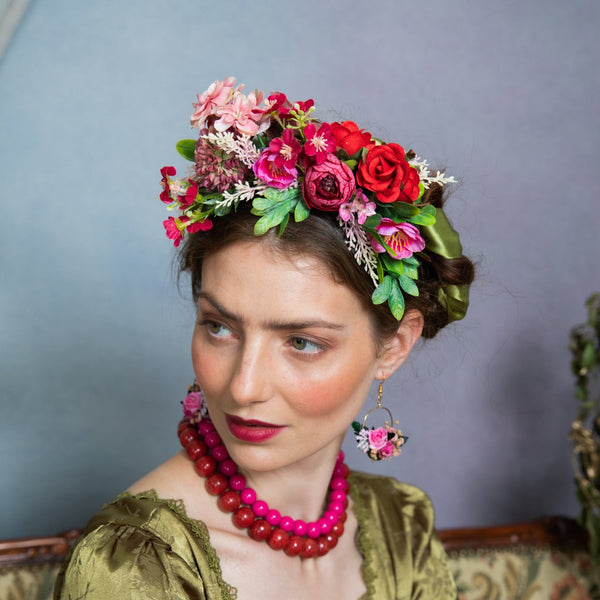 Pink and red Frida Kahlo headband