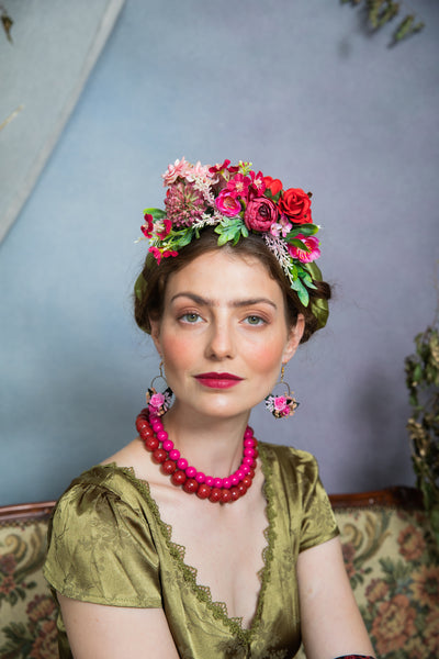 Pink and red Frida Kahlo headband