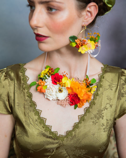 Orange and yellow summer circle earrings