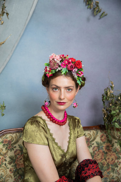 Pink and red Frida Kahlo headband