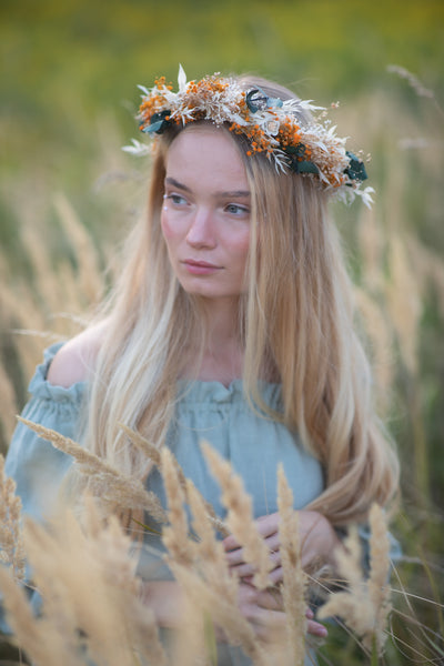 Burnt orange and ivory flower crown