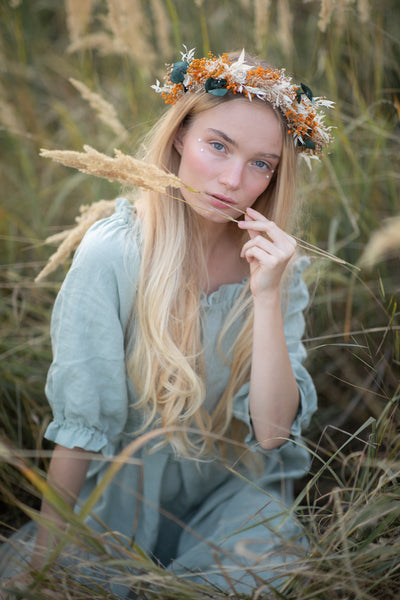 Burnt orange and ivory flower crown
