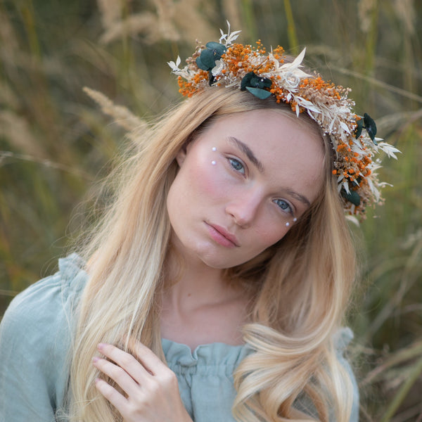 Burnt orange and ivory flower crown