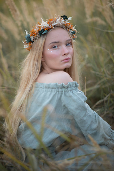 Burnt orange and ivory flower crown