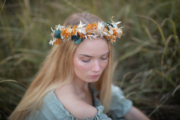Burnt orange and ivory flower crown