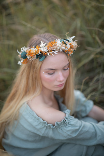 Burnt orange and ivory flower crown