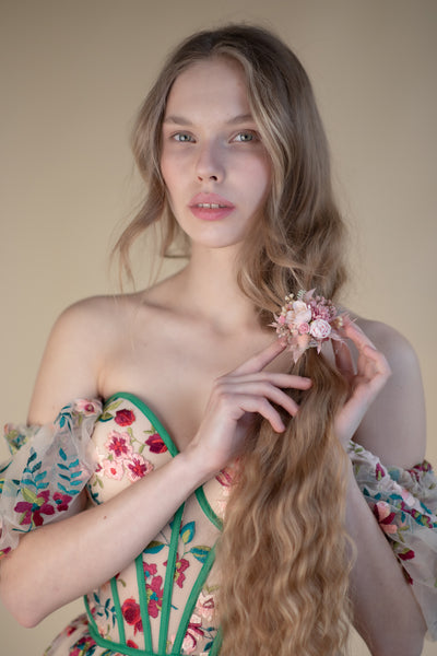 Romantic pink flower hair tie