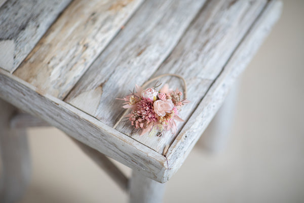 Romantic pink flower hair tie
