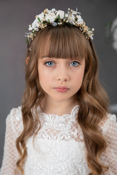 First holy communion set - crown, bracelet, belt, candle decoration