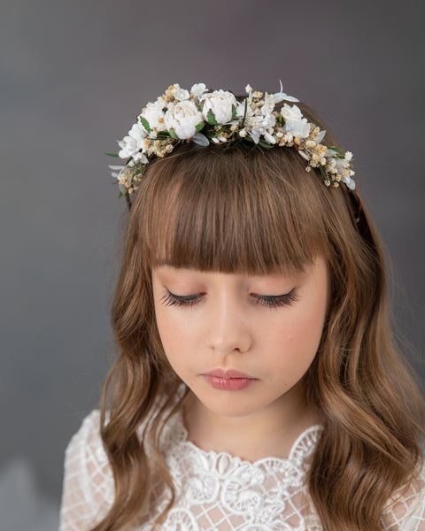 First holy communion set - crown, bracelet, belt, candle decoration