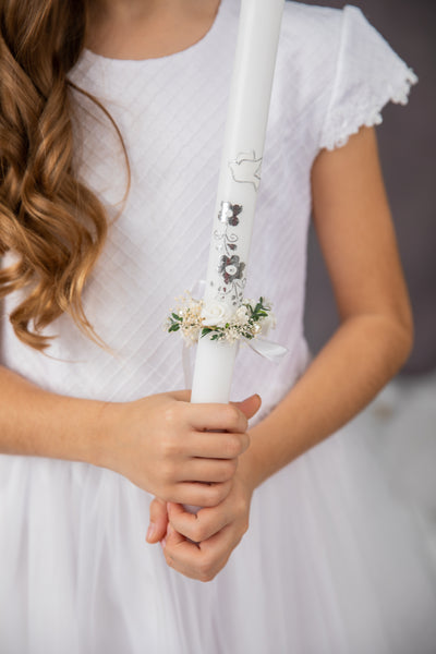 Holy communion flower set - headband, bracelet, candle decoration