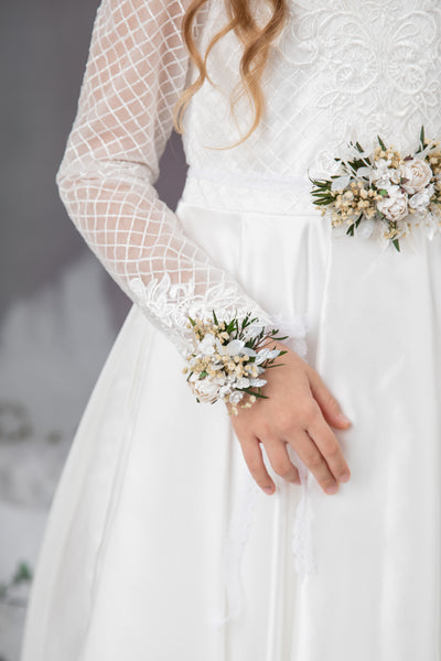 First holy communion set - crown, bracelet, belt, candle decoration