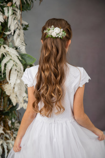 First holy communion clip with roses and pearls