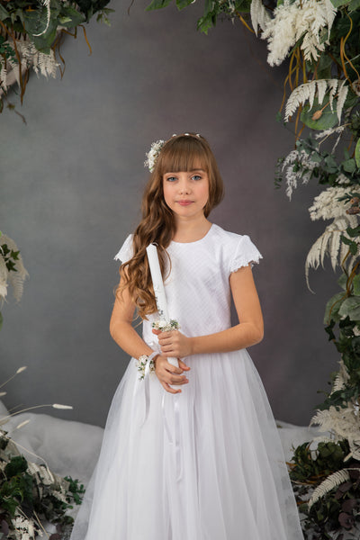 Holy communion flower set - headband, bracelet, candle decoration