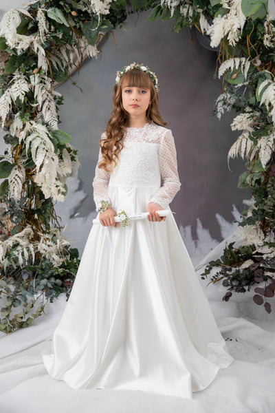 First holy communion set - crown, bracelet, belt, candle decoration