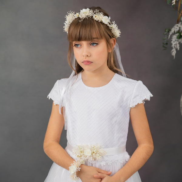 Communion set - Flower crown/Bracelet/Belt