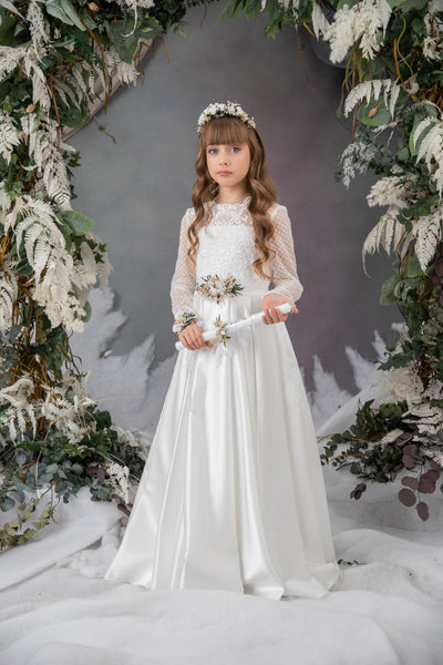 First holy communion set - crown, bracelet, belt, candle decoration