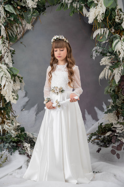First holy communion set - crown, bracelet, belt, candle decoration