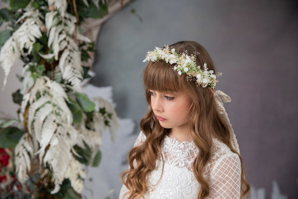 Natural Holy Communion flower crown