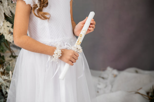 Communion Set - garland/earrings/bracelet/candle decor